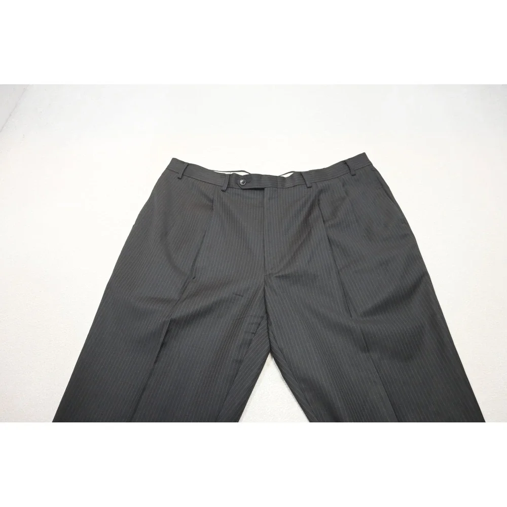 Nautica Pinstripe Suit Mens Size 48L 42x36 Dark Gray 2-Piece Formal Excellent